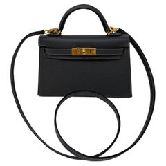 Hermès - Authenticated Kelly Mini Handbag - Leather Black Plain for Women, Never Worn