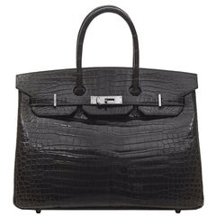 Hermès Gris Elephant Porosus Crocodile 35cm Birkin Bag