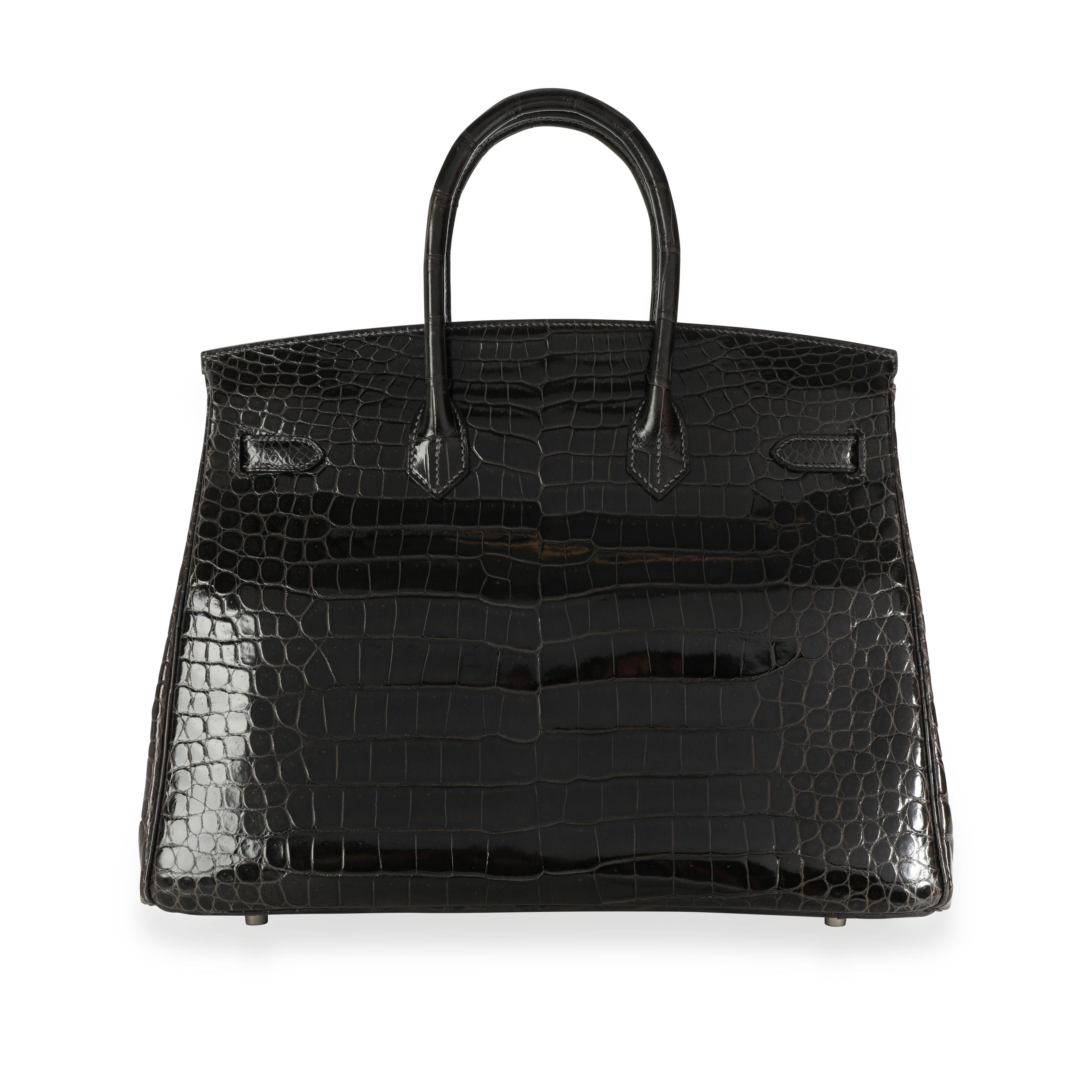 hermes shiny graphite porosus crocodile 35