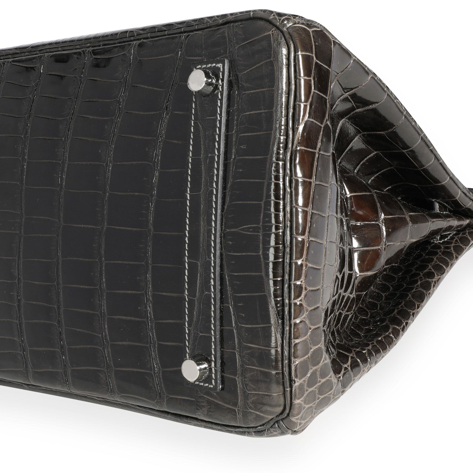 Hermès Graphite Shiny Porosus Crocodile Birkin 35 PHW 2
