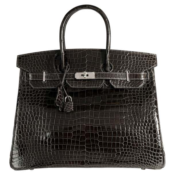 Hermès Graphite Shiny Porosus Crocodile Birkin 35 PHW For Sale at ...