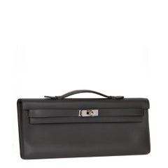 HERMÈS  Graphite Swift Leather Kelly Cut