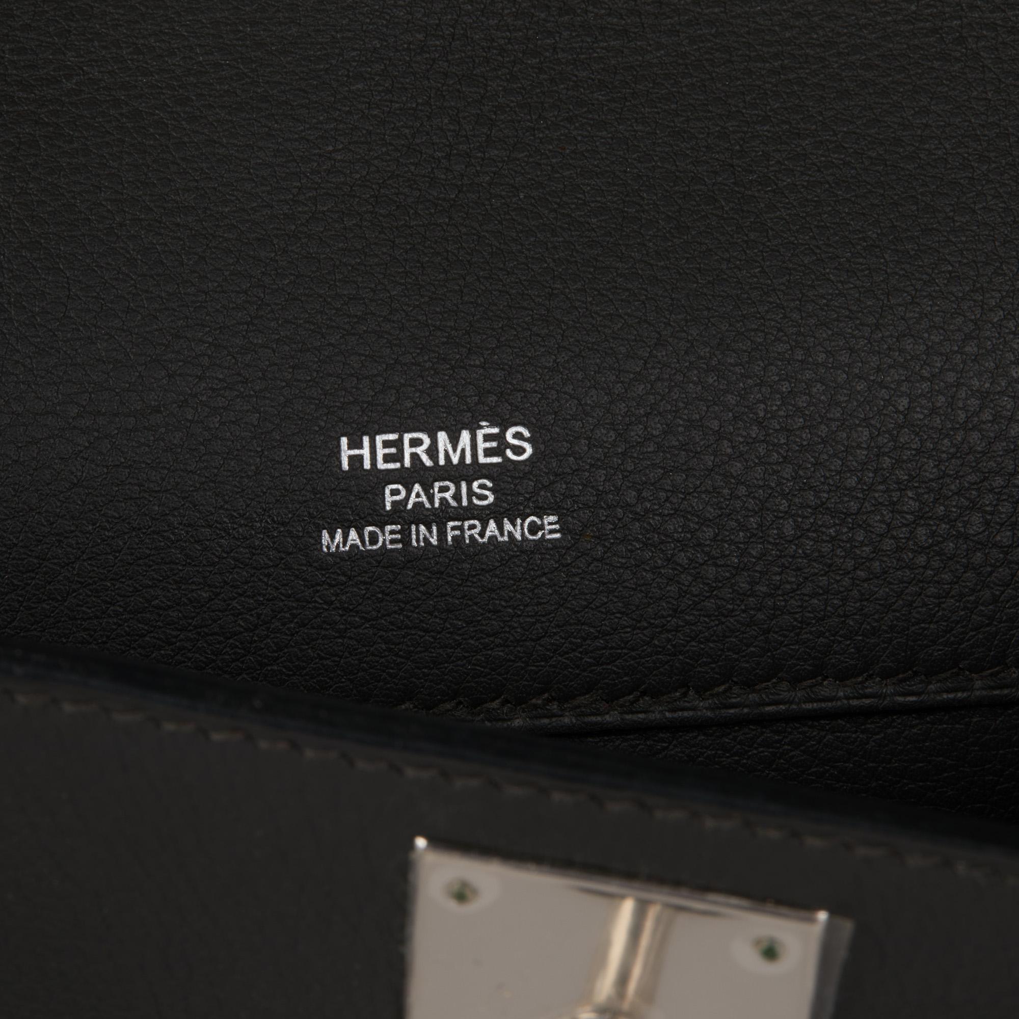 HERMÈS  Graphite Swift Leather Kelly Cut 2