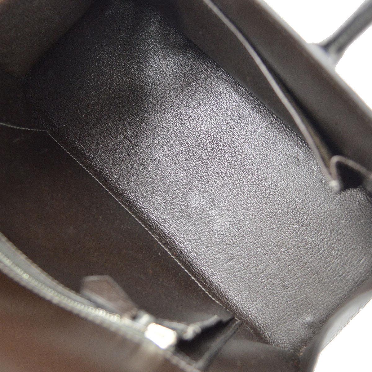 HERMES Gray Black Niloticus Crocodile Exotic Drag 27 Silver Top Handle Tote Bag For Sale 1