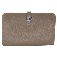 Hermès Gray Elegant Togo Dogon Duo Black Wallet