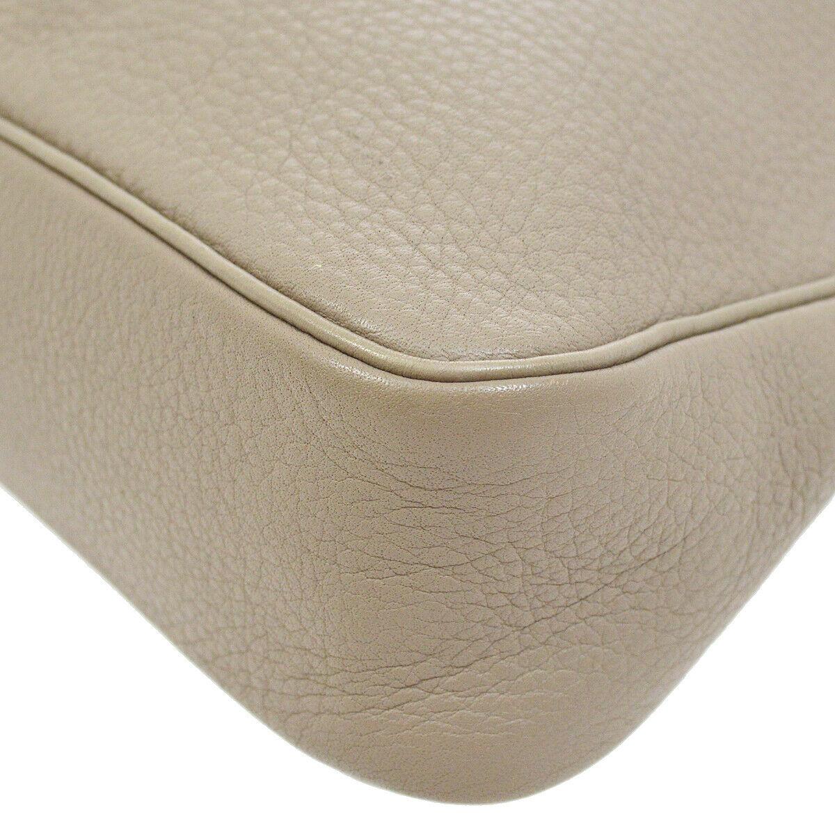 Brown Hermes Gray Leather Silver Buckle Large Hobo Carryall Shoulder Bag 