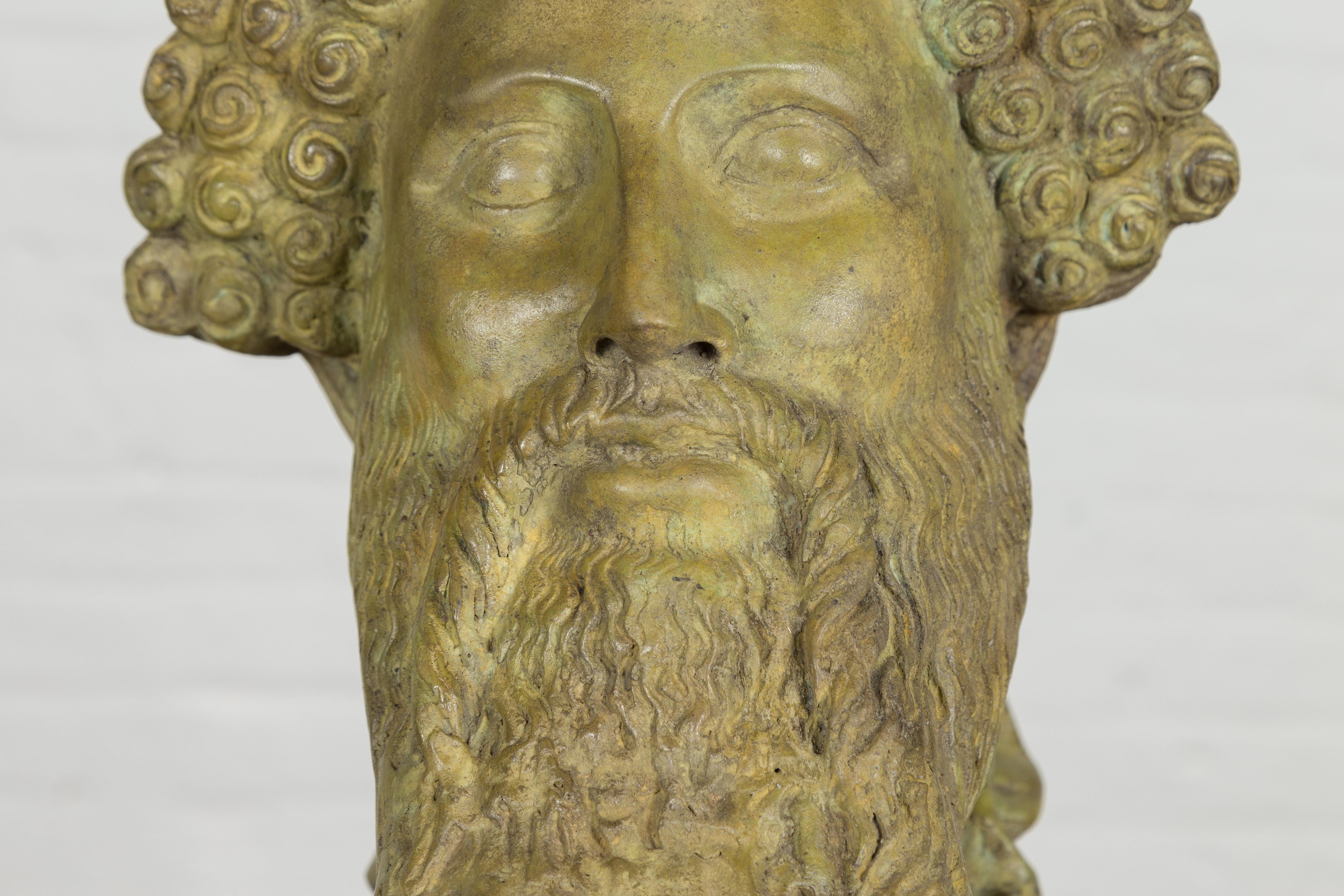 Hermes, Greek God Bronze Sculpture with Verde Patina on Custom Base 1