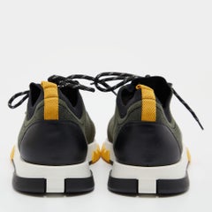 Hermes Green/Black Knit Fabric and Suede C-Addict Sneakers Size 42