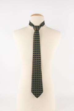 Hermès Green/Blue Silk Tie Illustrated with Fishes