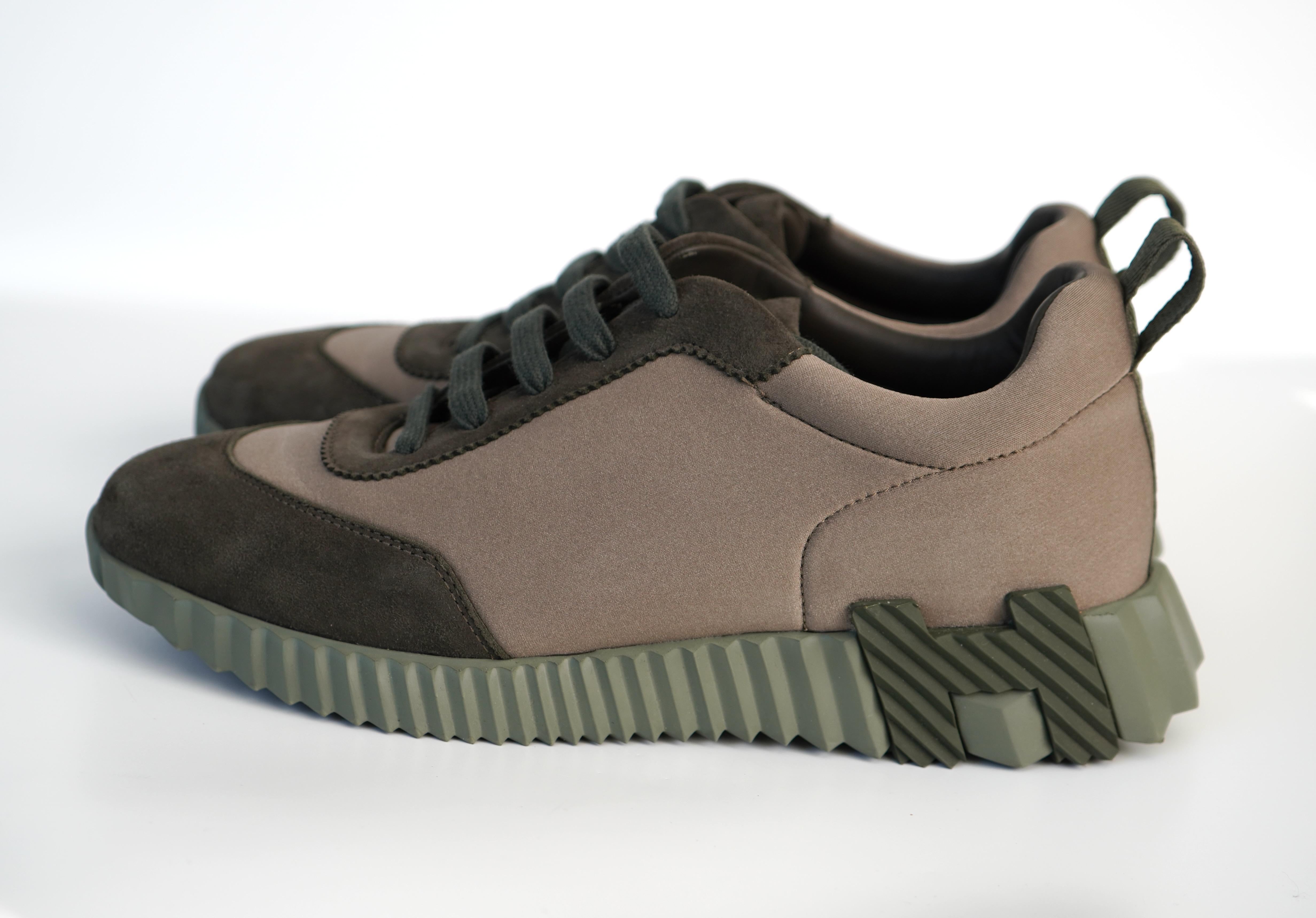 Black Hermes Green Bouncing Low-top Sneakers For Sale