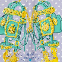 Hermes green BRIDES DE GALA LOVE 45 Pochette Scarf Vert Mousse Mauve Blanc