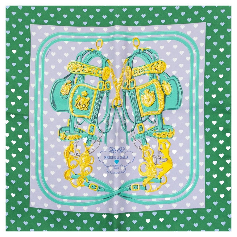 Hermes verde BRIDES DE GALA LOVE 45 Pochette Sciarpa Vert Mousse