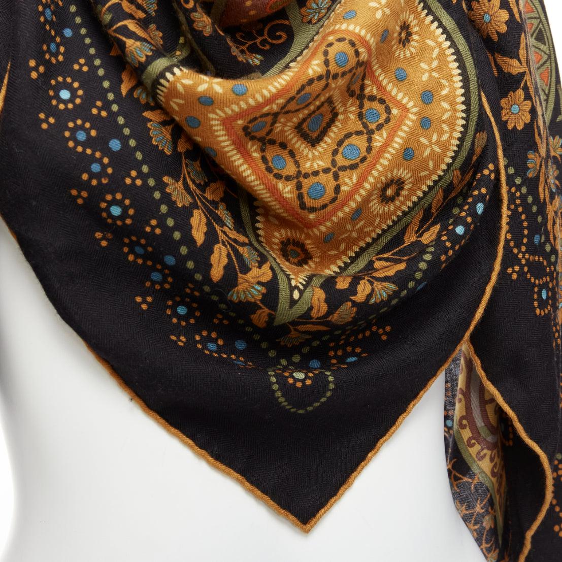 HERMES green brown cashmere silk ethnic garden floral print 135cm square scarf
Reference: AAWC/A01156
Brand: Hermes
Material: Cashmere, Silk
Color: Green, Brown
Pattern: Floral
Made in: France

CONDITION:
Condition: Excellent, this item was