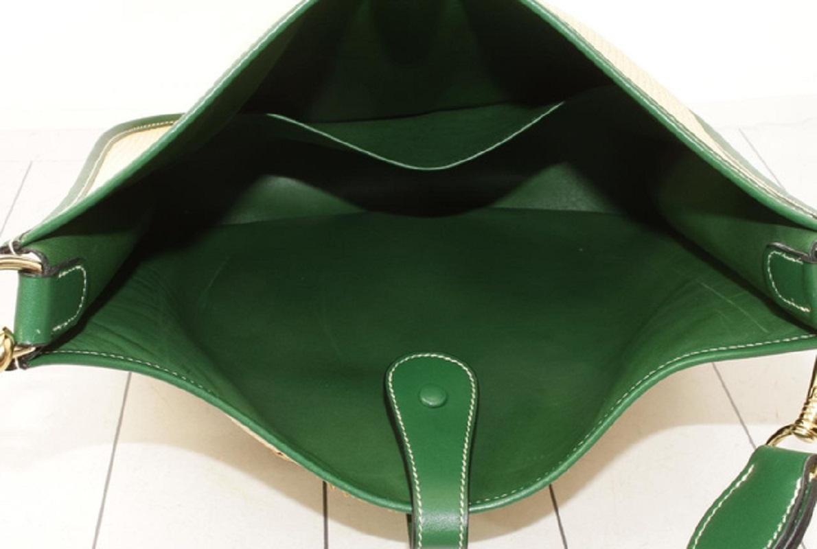 Women's Hermes Green Canvas Leather Evelyn I Panama Crossbody Bag