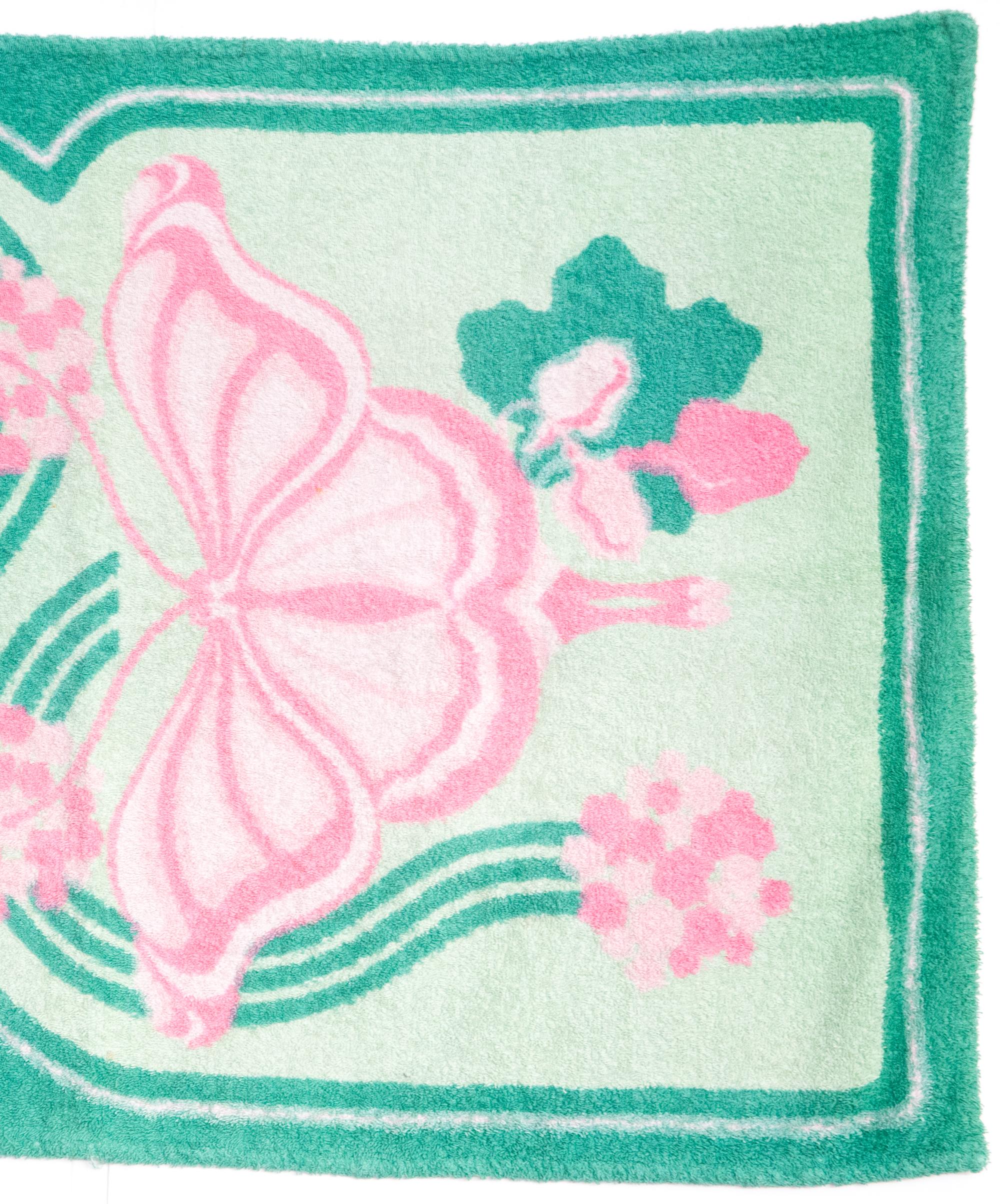 Hermes Green Cotton Beach Towel SM ”Butterfly” In Good Condition In Paris, FR