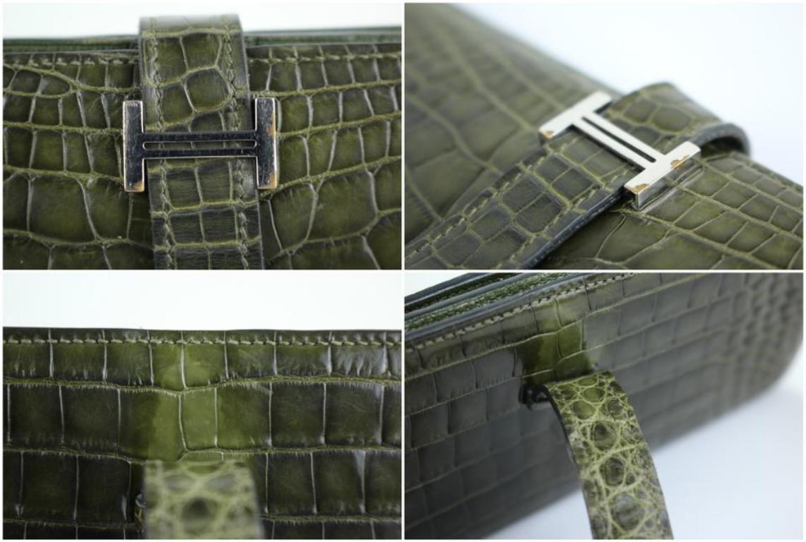 Hermès Green Crocodile Bearn 99ht30 Wallet For Sale 5
