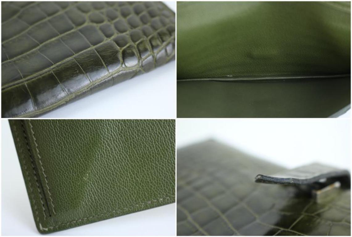 Hermès Green Crocodile Bearn 99ht30 Wallet For Sale 6