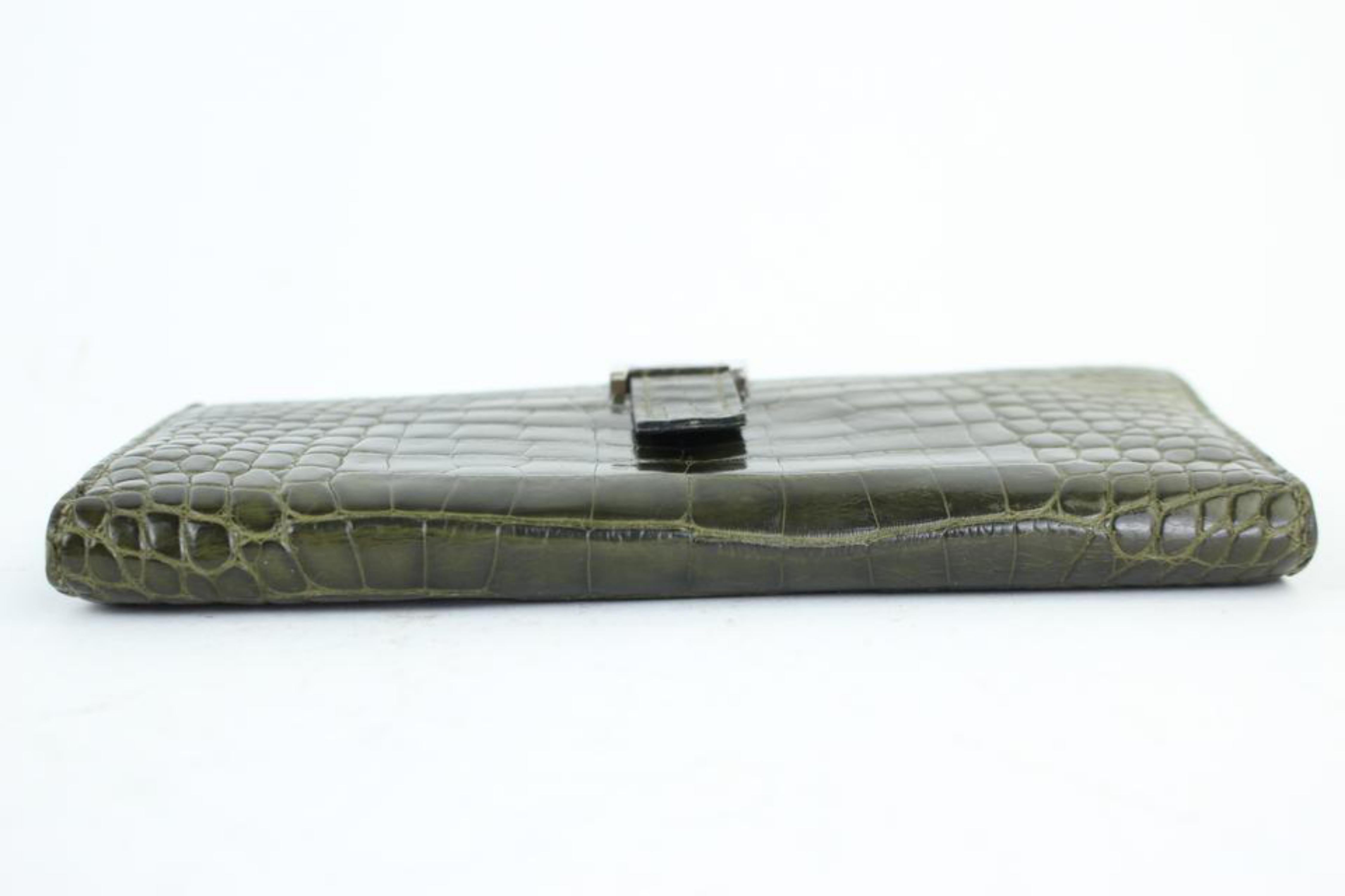 Hermès Green Crocodile Bearn 99ht30 Wallet For Sale 7