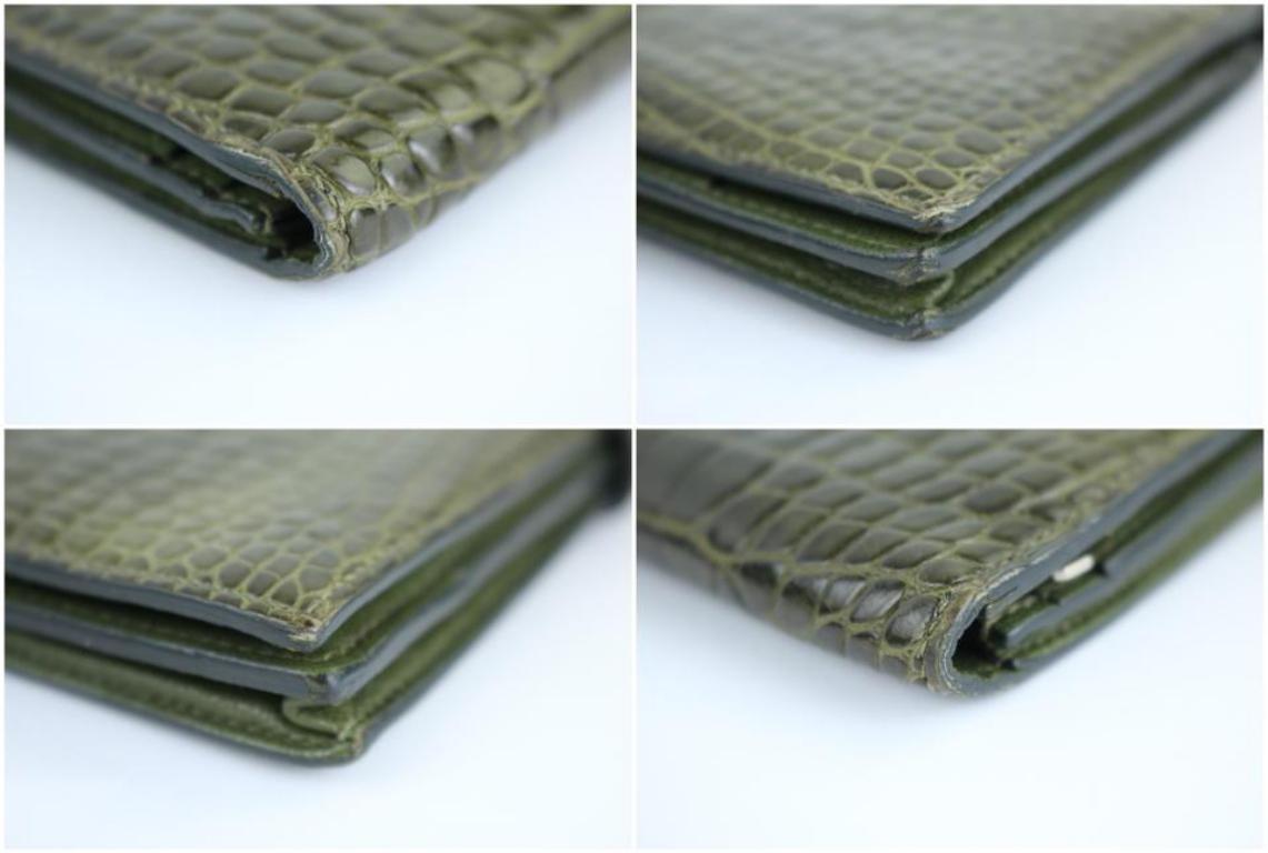 Hermès Green Crocodile Bearn 99ht30 Wallet For Sale 3