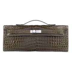 Hermès - Sac à main Kelly en cuir exotique crocodile vert:: boîte de rangement