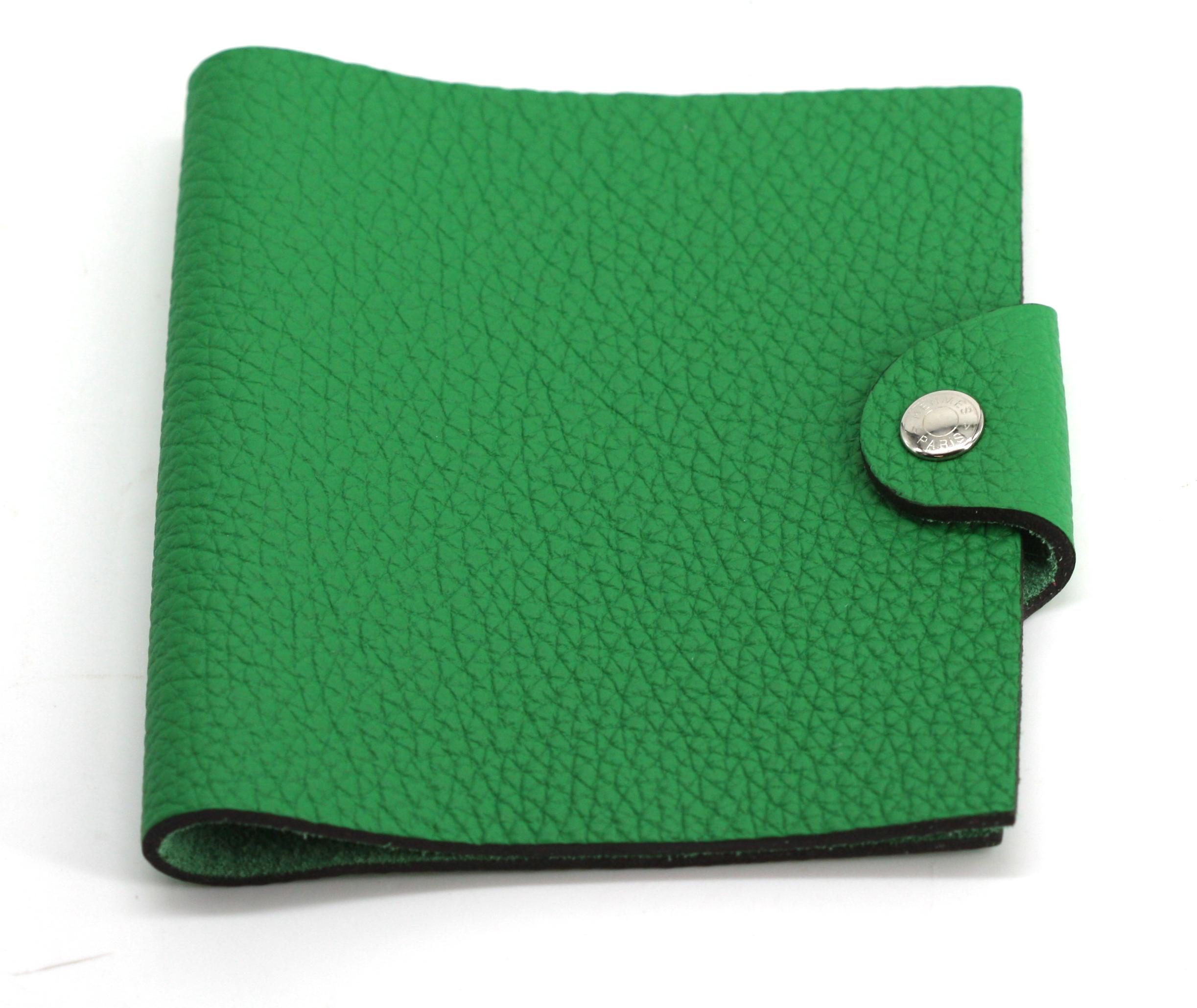 Hermes Grünes Bittersalz Leder Notizblock Abdeckung im Angebot 3
