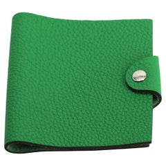 Funda de Bloc de Notas de Piel de Epsom Verde Hermes