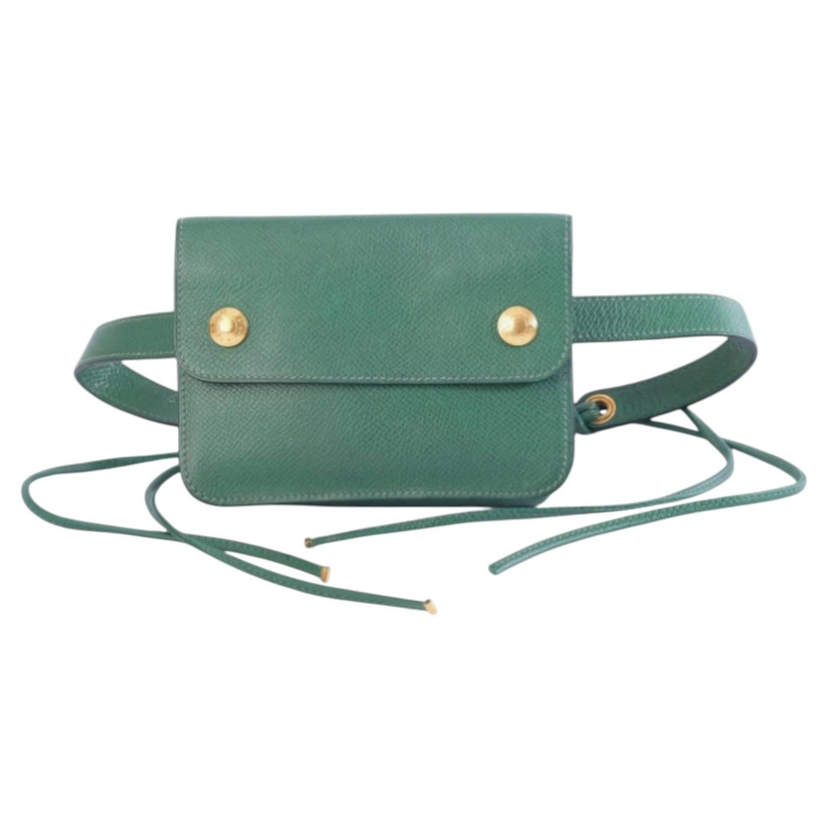 Pochette-ceinture Hermès en cuir Epsom vert – Années 90 en vente