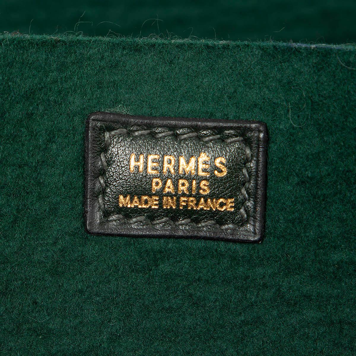 Hermès - Sac fourre-tout vert FEU2DOU en cuir Vert Fonce Feutre et Gulliver en vente 1