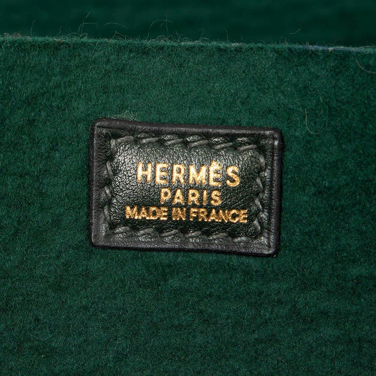 Hermes 50cm Vert Fonce Gulliver Leather & Wool Feu2dou Travel Bag
