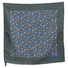 Foulard Gavroche en soie à fleurs vertes de Hermes