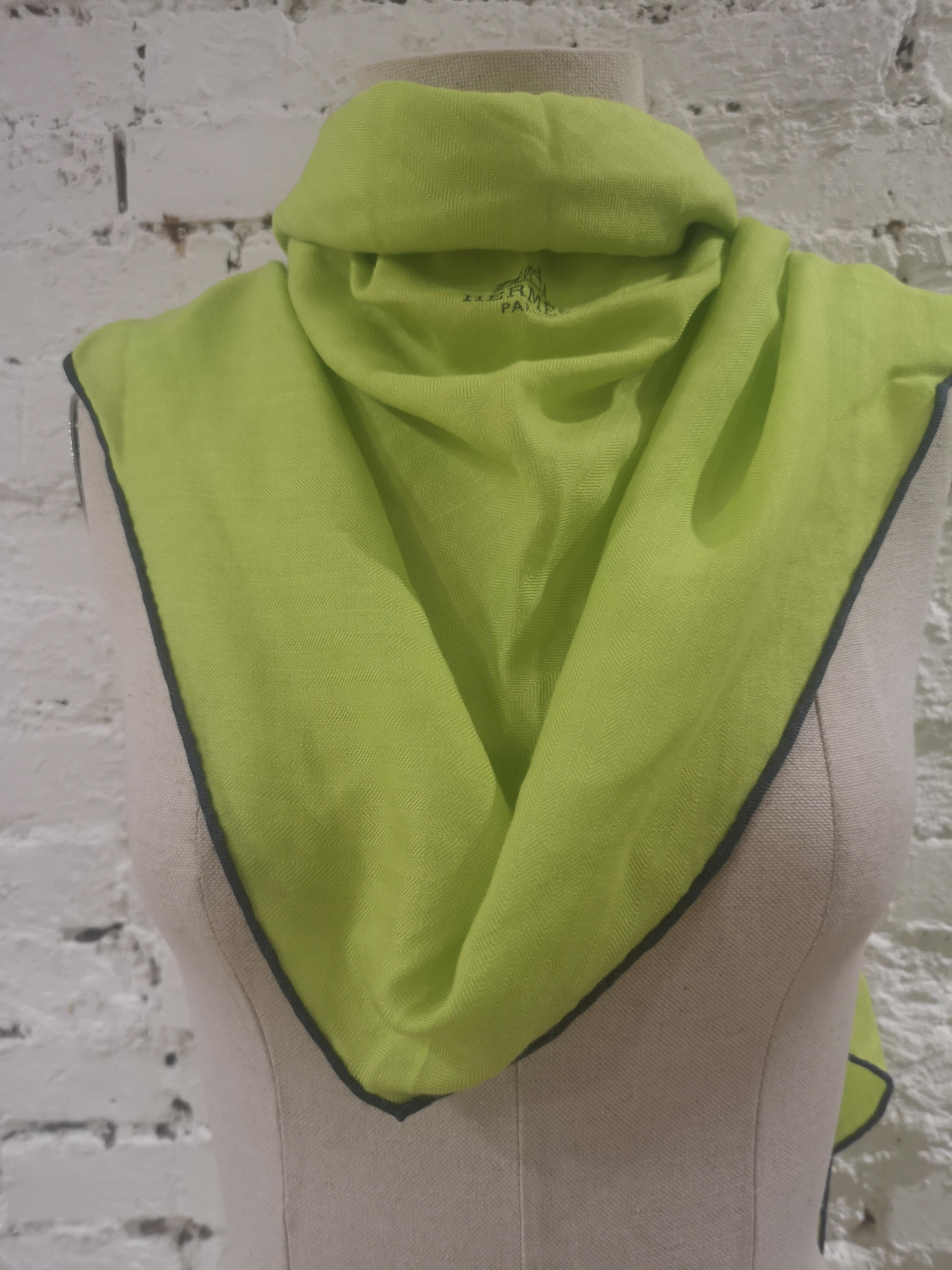 Brown Hermes green fluo scarf - foulard 