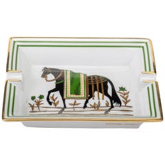 Hermès Green & Gold Horse Ashtray