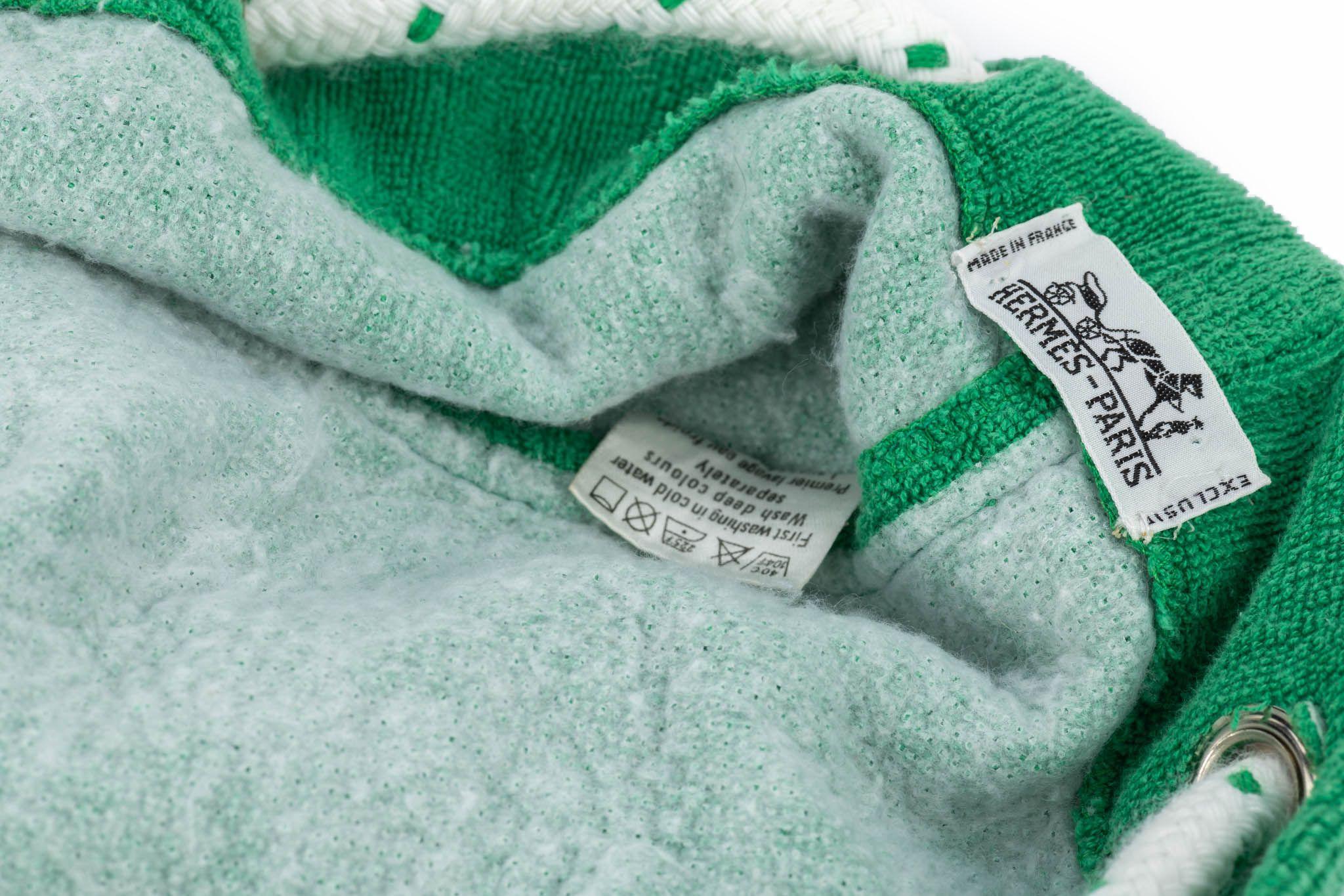 Hermès Green Golf Terry Cloth Beach Bag For Sale 9