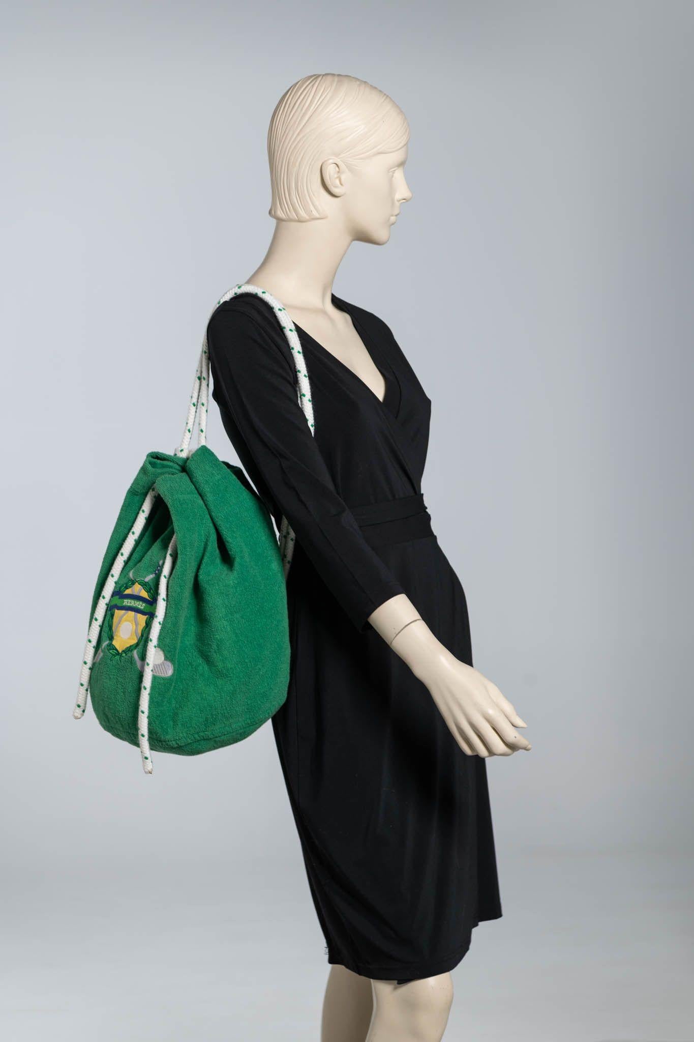 Hermès Green Golf Terry Cloth Beach Bag 11