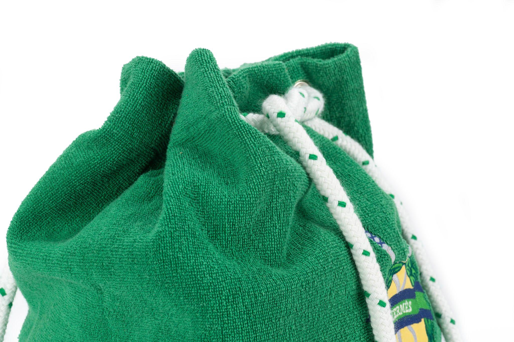 Hermès Green Golf Terry Cloth Beach Bag 4