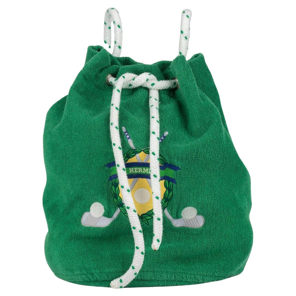 Hermès Green Golf Terry Cloth Beach Bag For Sale