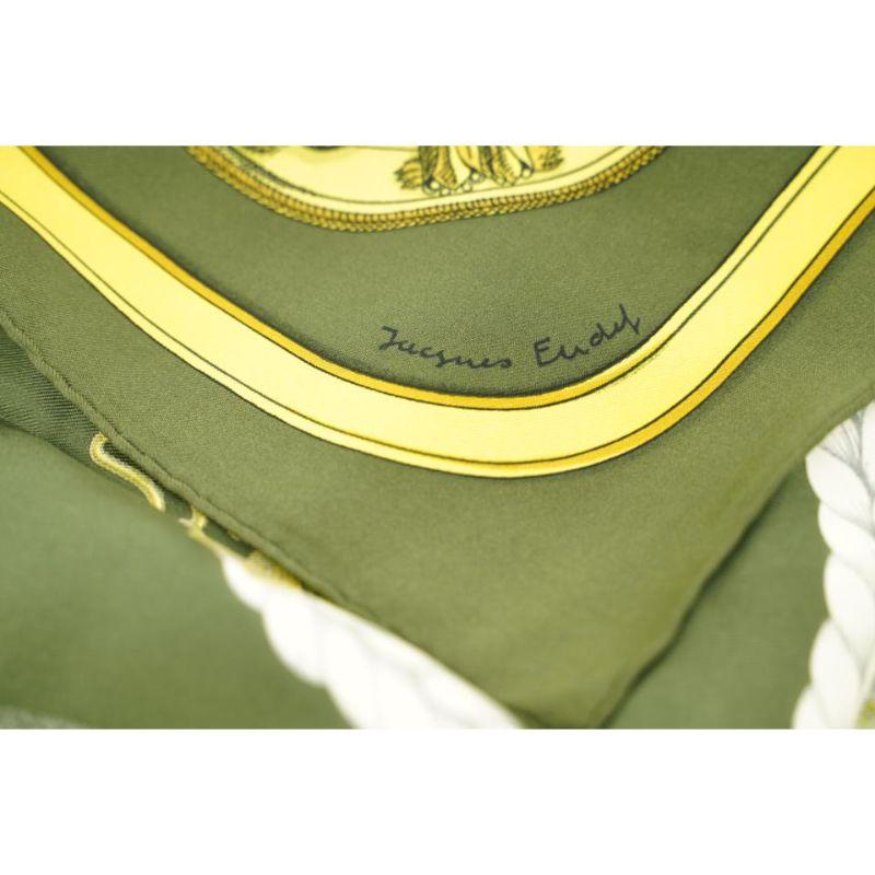 Hermès Green Grand Apparat Silk Scarf 733her324 In Good Condition In Dix hills, NY