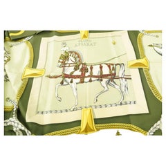 Hermès Green Grand Apparat Silk Scarf 733her324
