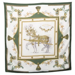 Hermes Green Harnais Français Premier Empire by Hugo Grygkar Silk Scarf