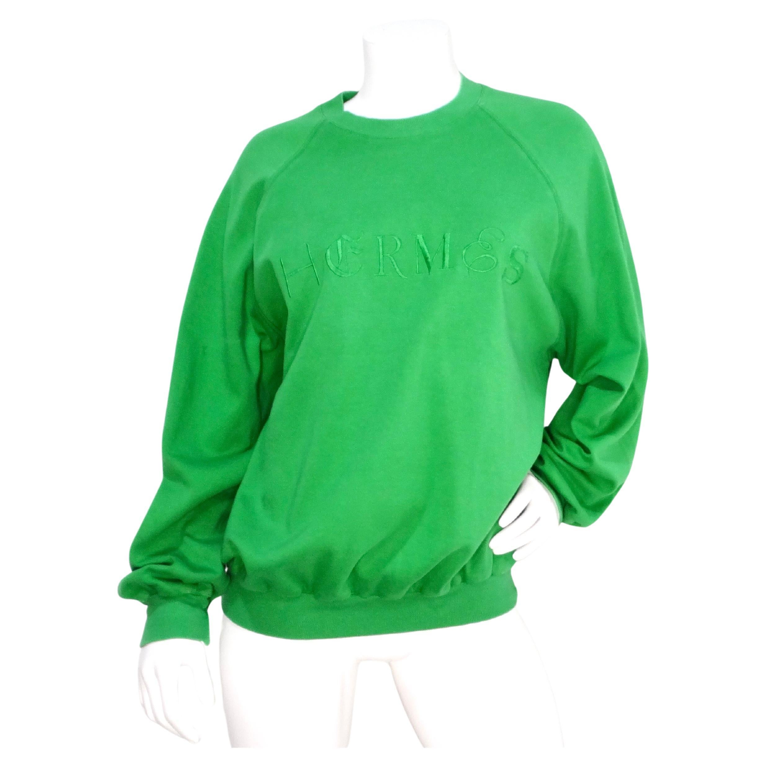 Hermes Green "HERMES" Crew Neck Sweatshirt
