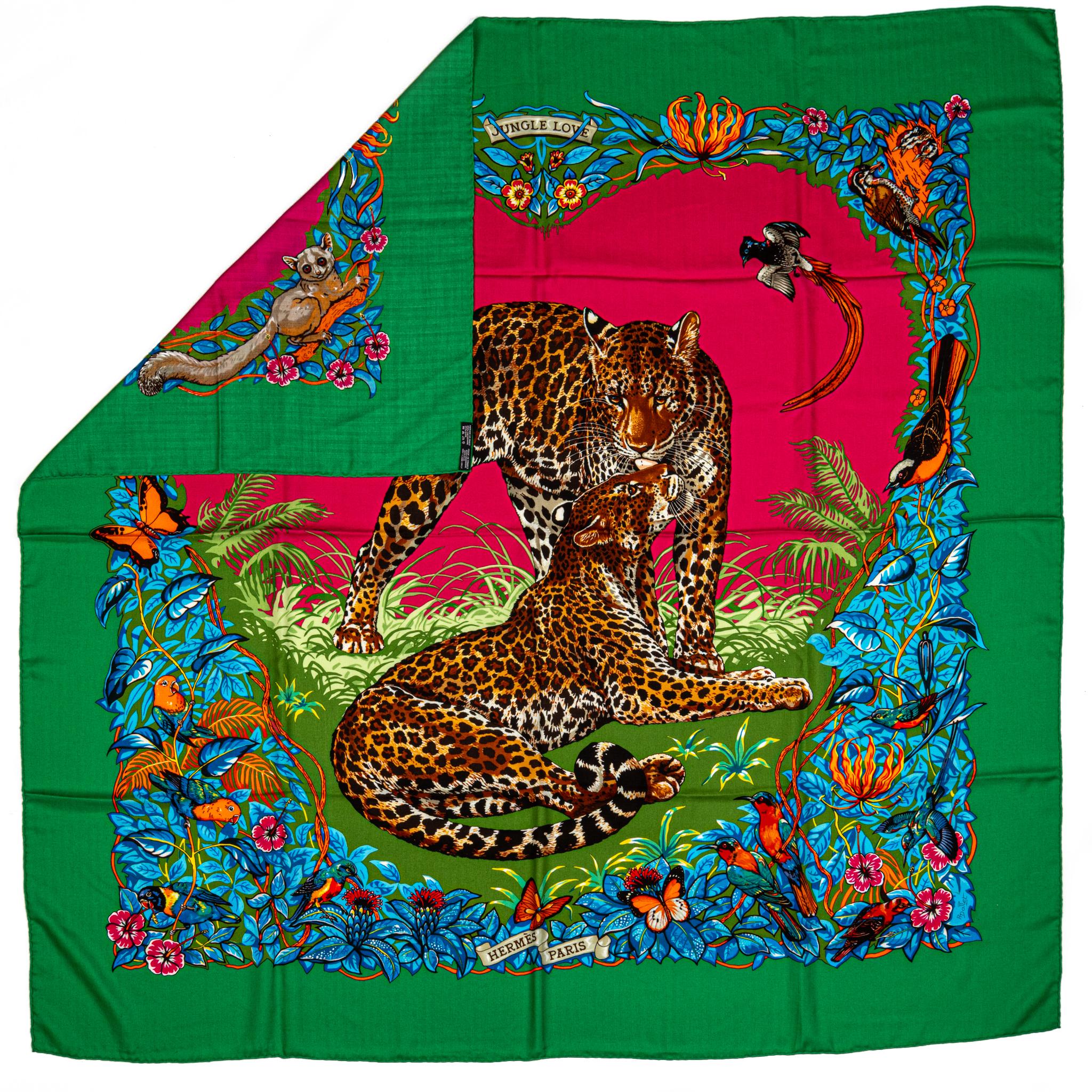 Chal de cachemira Hermes Green Jungle Love 1
