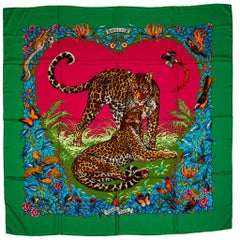 Hermes Green Jungle Love Cashmere Shawl