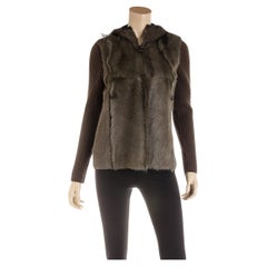Veste à capuche en fourrure de chèvre Hermes vert Taille 36