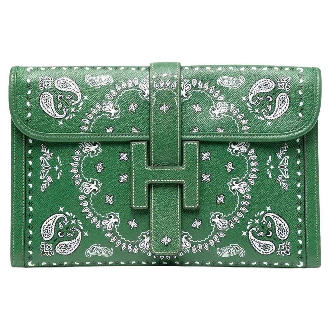 Hermès - Jige PM en cuir vert imprimé bandana 