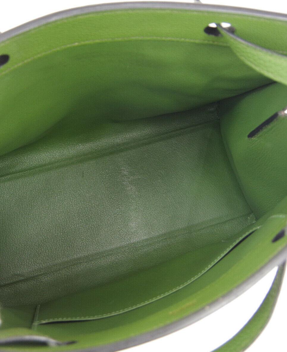 Women's Hermes Green Leather Carryall Travel Large Shopper Shoulder Tote Bag