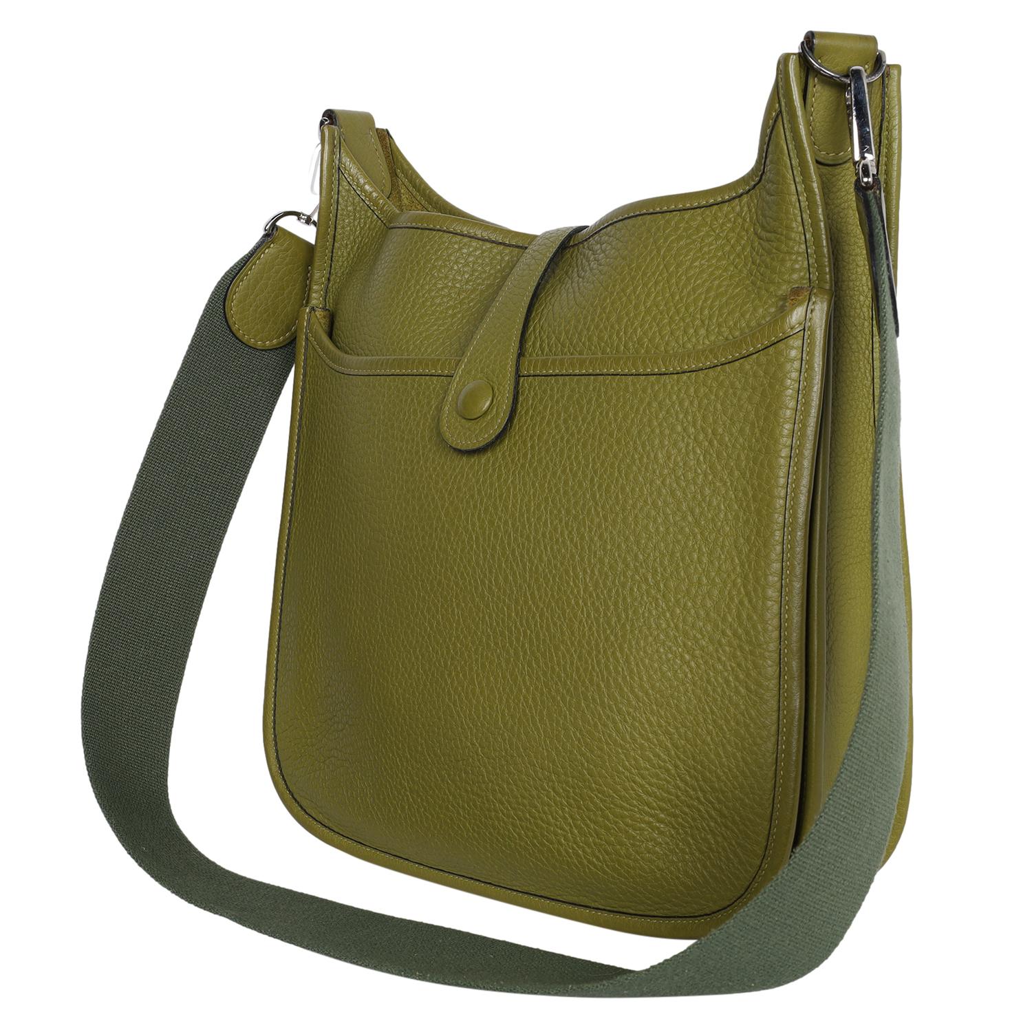 Hermes Green Leather Evelyn II GM □J Shoulder Bag 2006 For Sale 6