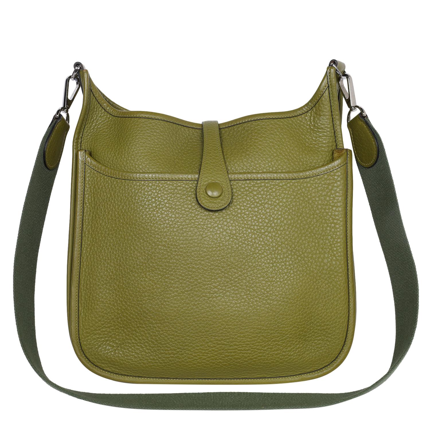 Women's Hermes Green Leather Evelyn II GM □J Shoulder Bag 2006 For Sale