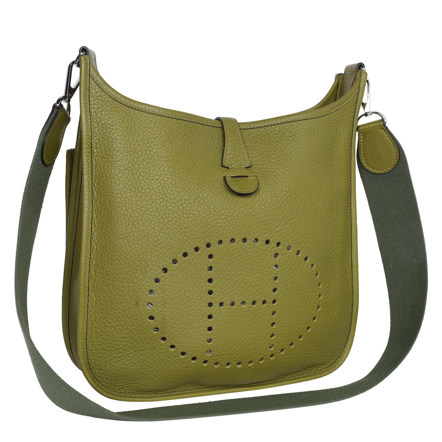 Hermes Green Leather Evelyn II GM □J Shoulder Bag 2006 For Sale 1