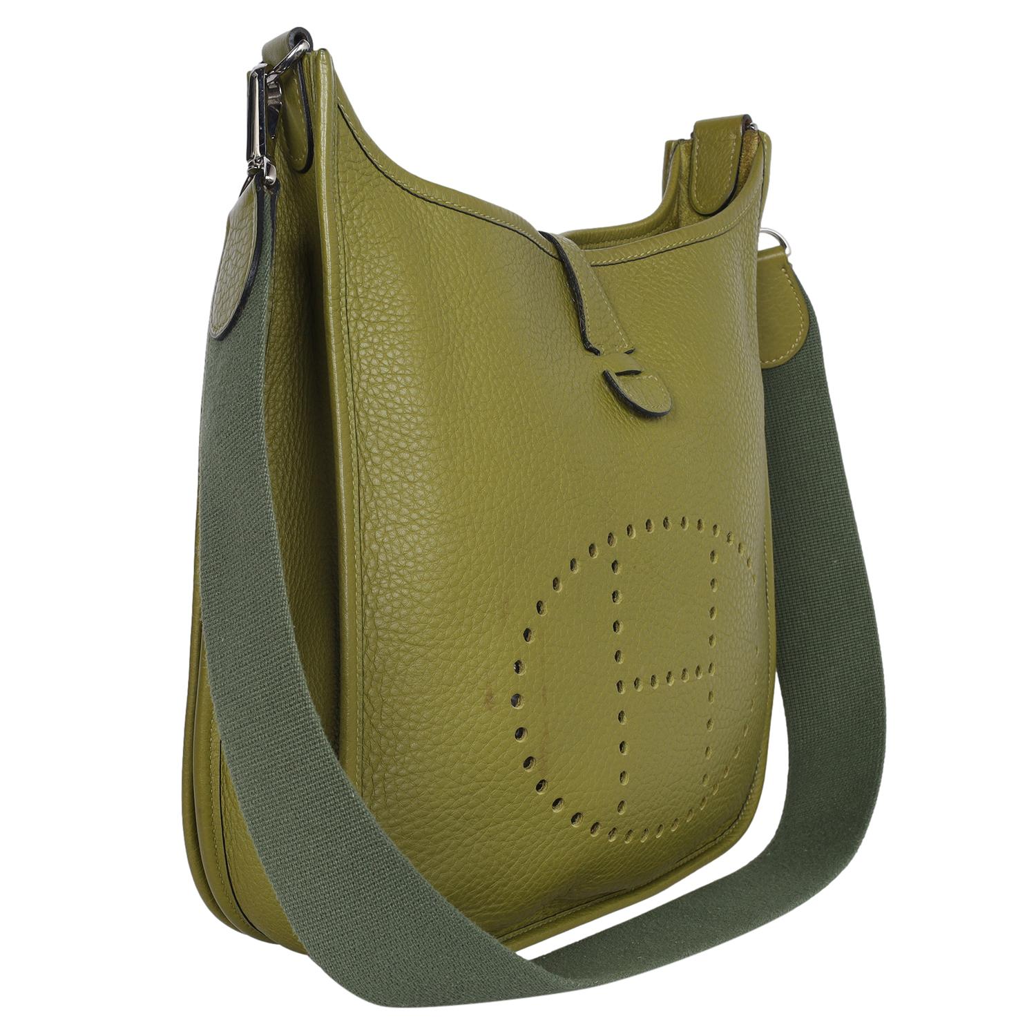 Hermes Green Leather Evelyn II GM □J Shoulder Bag 2006 For Sale 2
