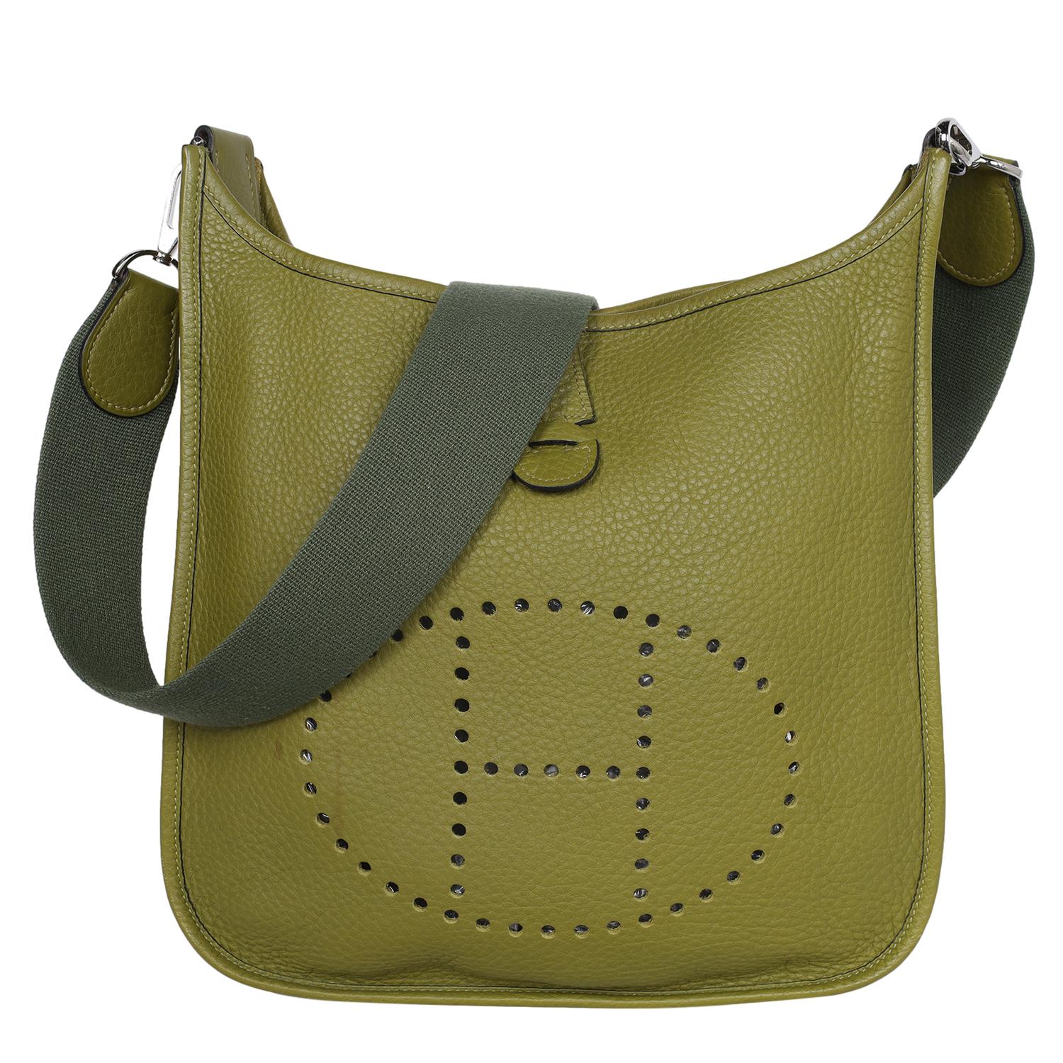 Hermes Green Leather Evelyn II GM □J Shoulder Bag 2006 For Sale 4